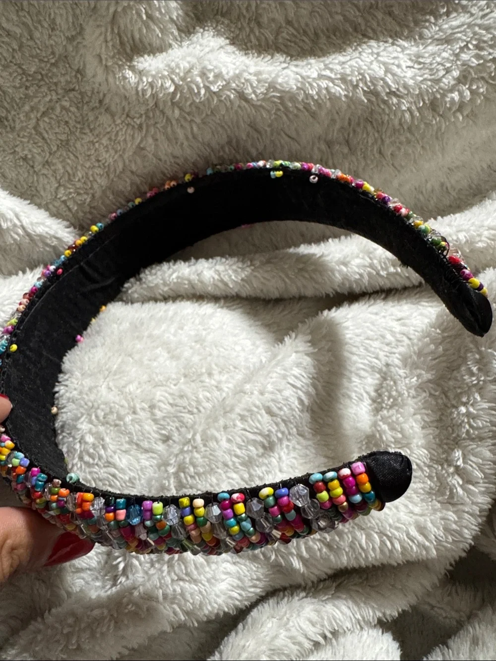 Chunky Beaded Multicolor and Gold Embellished Padded Headbands - Set of 2